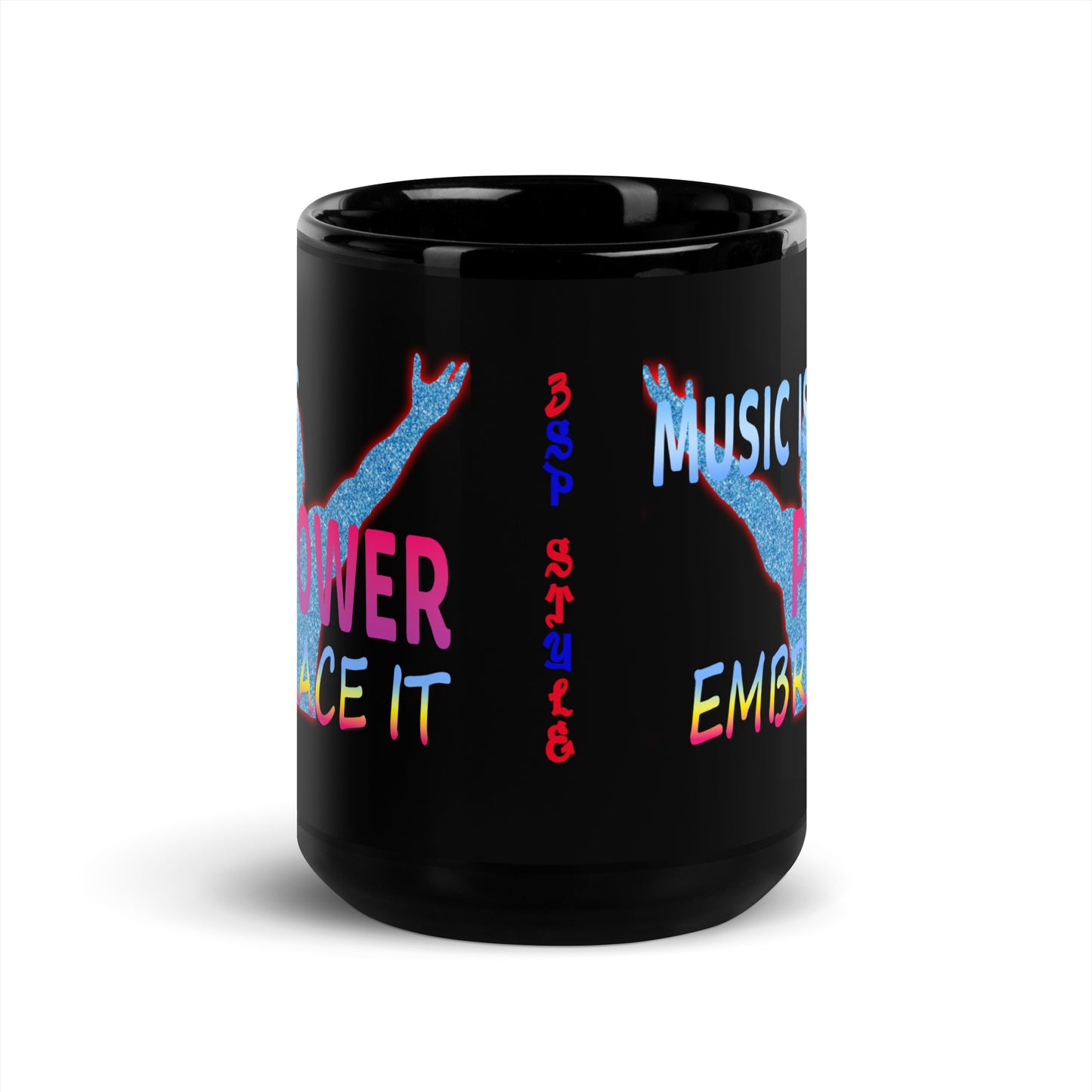 3SP STYLE "Music Is Power" Black Glossy Mug