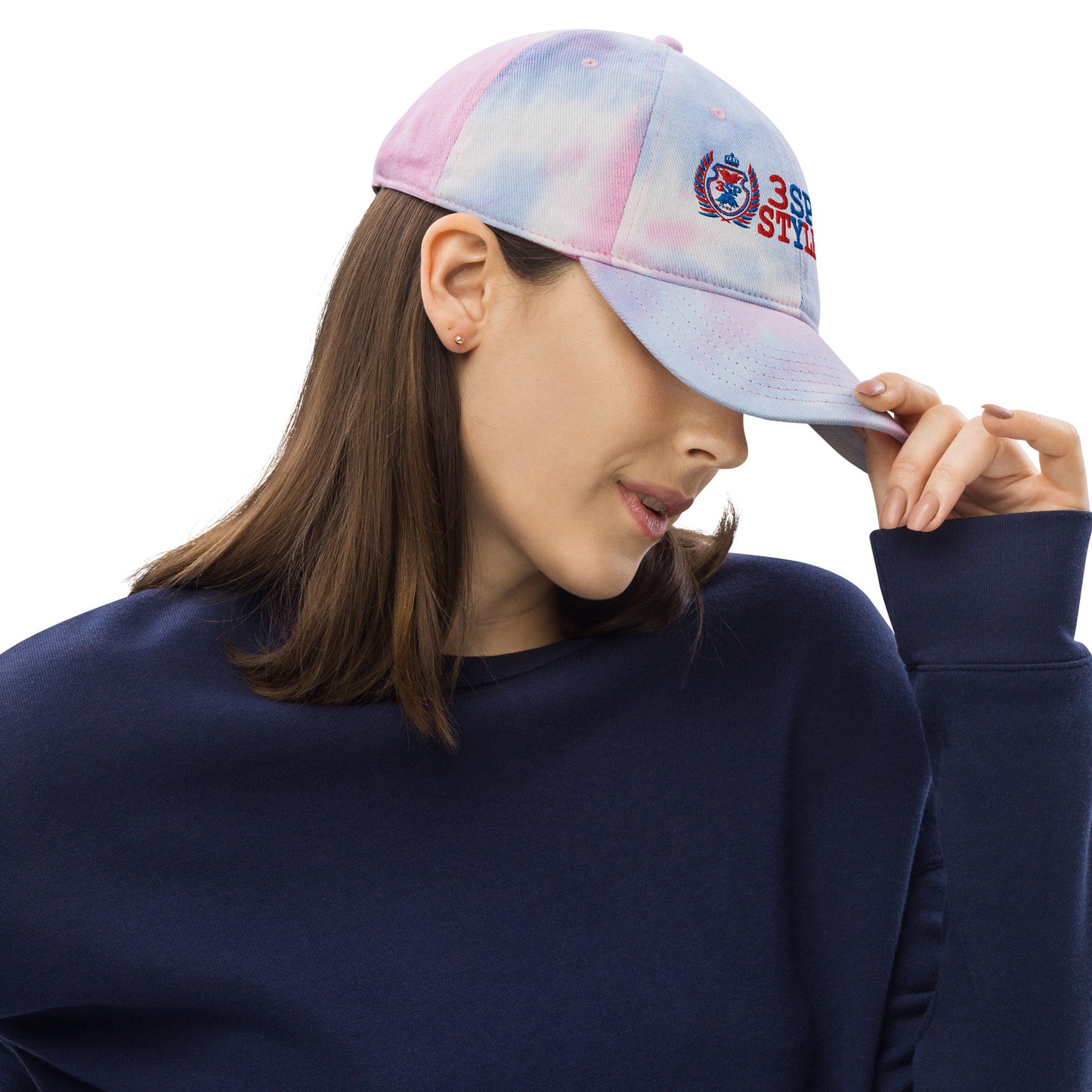 "3SP STYLE Tie-Dye Dad Hat – Unstructured, 6-panel, low-profile with Embroidered detail, pre-curved visor & adjustable buckle closure."