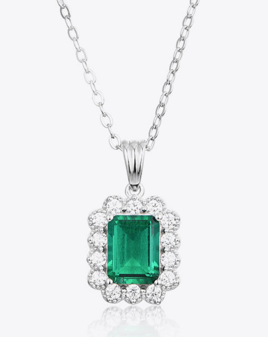 Zircon Emarald 925 Silver Necklace