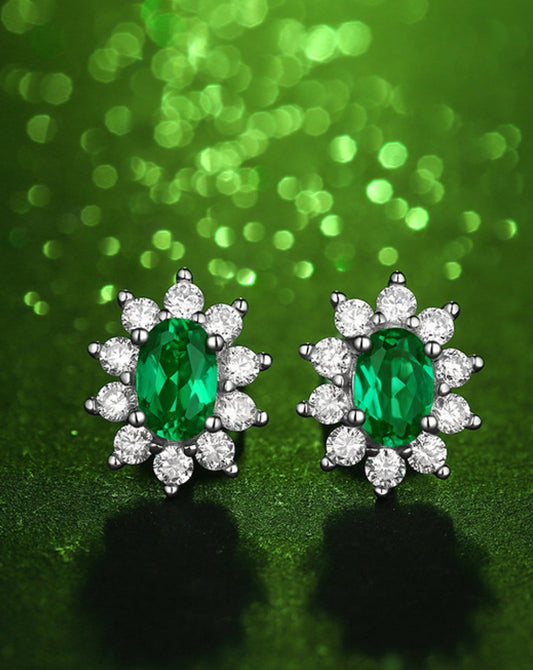 1 Carat Lab-Grown Emerald Stud Earrings